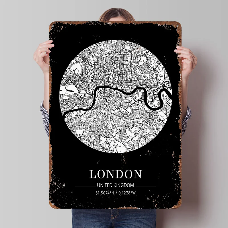 Londen Stadskaart Tin Plaat Po - Retro Gaming In London recensie en prijs